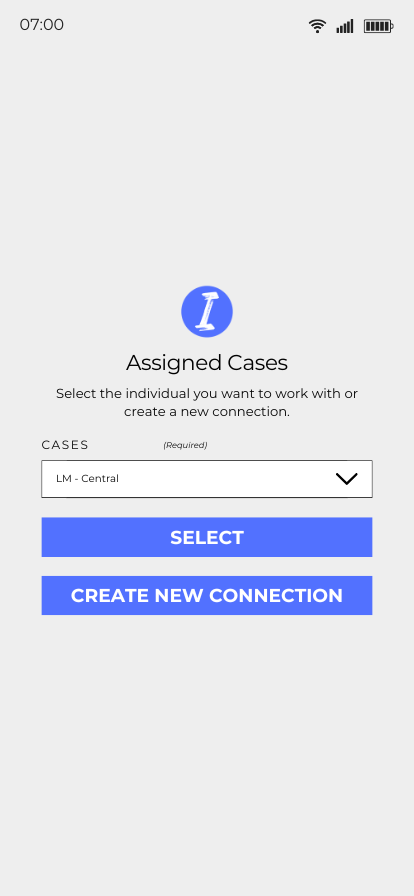  Select a case or <br> add a new case connection