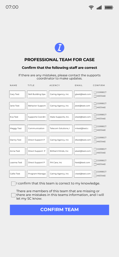  Confirm Team