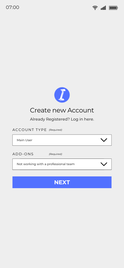  New User with no<br> Professional Team