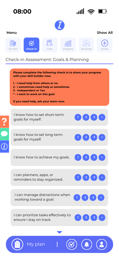  Example Assessment <br> Goals & Planning