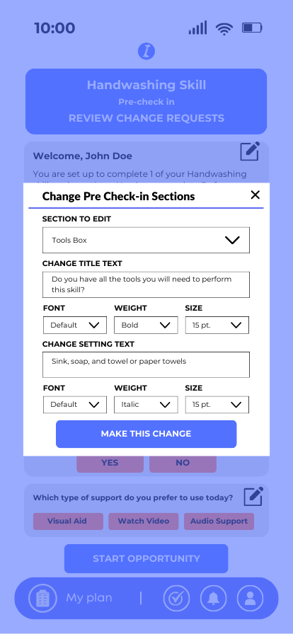  Change check-in sections<br> Tools box