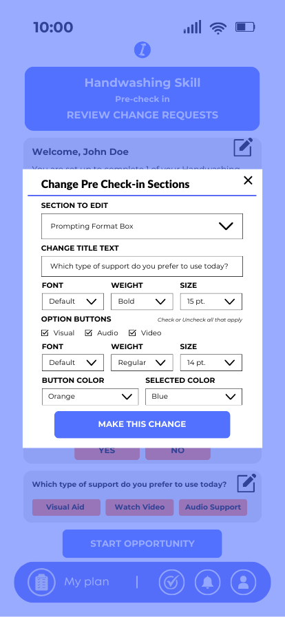  Change check-in sections<br> Prompting Format box