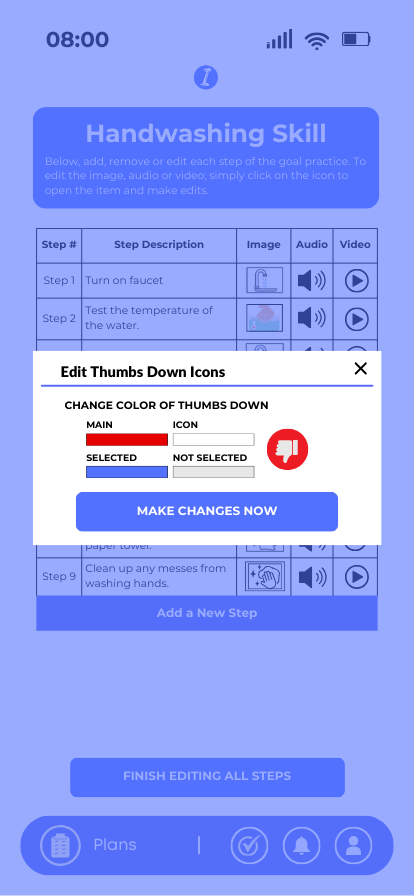  Edit thumbs down of a step