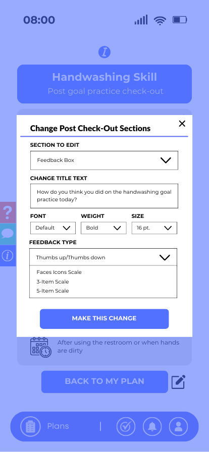  Edit check-out sections<br> Feedback box