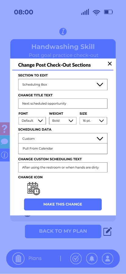  Edit check-out sections<br> Scheduling box